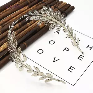 AqToCna Retro Lá Vàng Nho Cưới La Mã Đầu Ngọc Vương Miện Tóc Sang Trọng Vòng Đầu Tiara Phụ Kiện Nữ Thần AqToCna