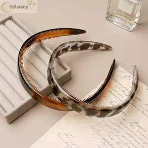EDIWANY Da Báo Tóc Hoop, Chống Trơn Trượt Răng Rùa Nữ Headband, Retro Tạo Kiểu Tóc Acetate Hairband Phụ Kiện Nữ