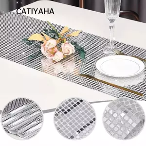 Nắp Bàn CATIYAHA, Disco 30 * 120cm Bàn Chạy, Gương Trang Trí Tiệc Lấp Lánh Kim Sa Lấp Lánh Trang Trí Bàn Ăn Cho Tiệc Cưới Sinh Nhật