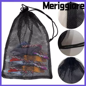 Túi đựng dây rút MERIGGIARE, Túi giặt Nylon thoáng khí, Túi lưới đa năng màu đen