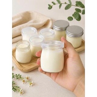 Combo 10 Hũ Thủy Tinh Nắp Nhựa Kín 100ml - Làm Sữa Chua Panna Cotta Pudding Bánh Flan Đựng Trái Cây Tráng Miệng Healthy