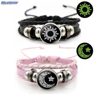 Bluelover 2 Chiếc Dạ Quang Cặp Đôi Vòng Tay Mặt Trăng Mặt Trời Có Thể Điều Chỉnh Bện Vòng Tay Tình Bạn Thời Trang Lãng Mạn Trang Sức Quà Tặng Sinh Nhật Mới