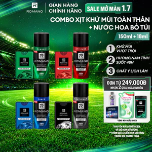 Combo Xịt toàn thân Romano 150ml + Nước hoa nam bỏ túi 18ml