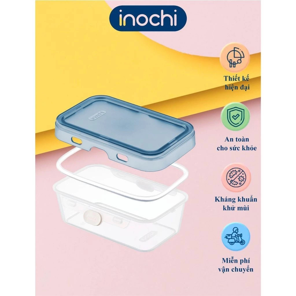 [MỚI VỀ] Hộp thực phẩm nút nhấn Inochi size 500ml và 1000ml nhựa an toàn