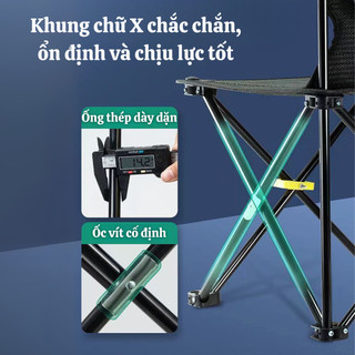 Ghế Gấp Gọn Dã Ngoại Du Lịch, Ghế Câu Cá Tựa Lưng Vải Oxford 2 Lớp Siêu Bền Tặng Túi Đựng Tiện Lợi