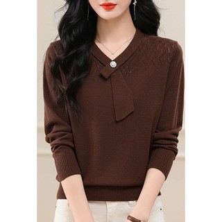 Áo len dệt kim dài tay nữ phiên bản Hàn Quốc đi lại hàng đầu thu đông ~