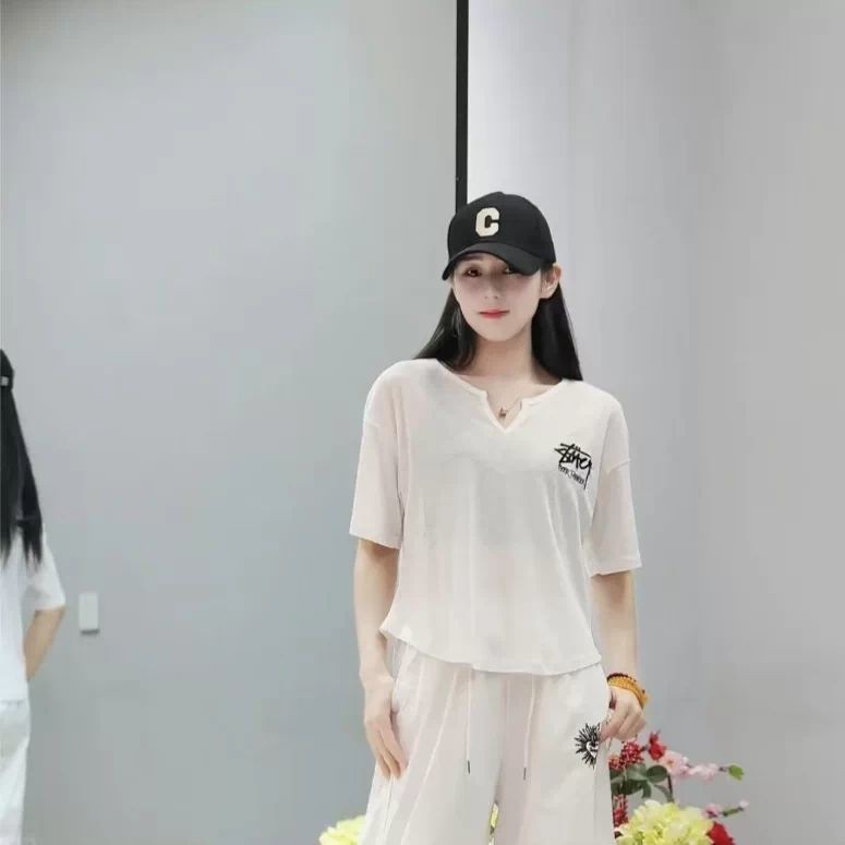 Áo thun nữ short sleeves, thêu handmade, phong cách thể thao thời trang, phù hợp mùa hè