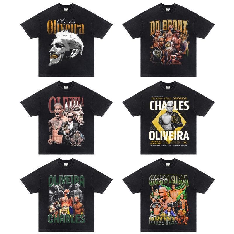 Áo thun cổ điển hình chân dung Oliveira UFC, made from cotton nguyên chất