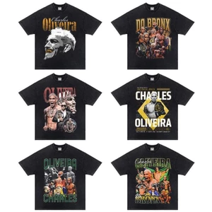 Áo thun cổ điển hình chân dung Oliveira UFC, made from cotton nguyên chất