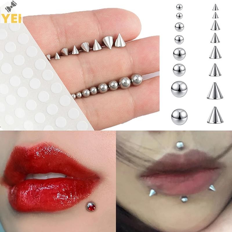 < YEI > Miếng Dán Giả Bụng Lông Mày Môi Khuyên Đinh Không Piercied Bông Tai Bộ Giả Mũi Nhẫn Xuyên Trang Sức Da Neo Hàng Đầu Mới