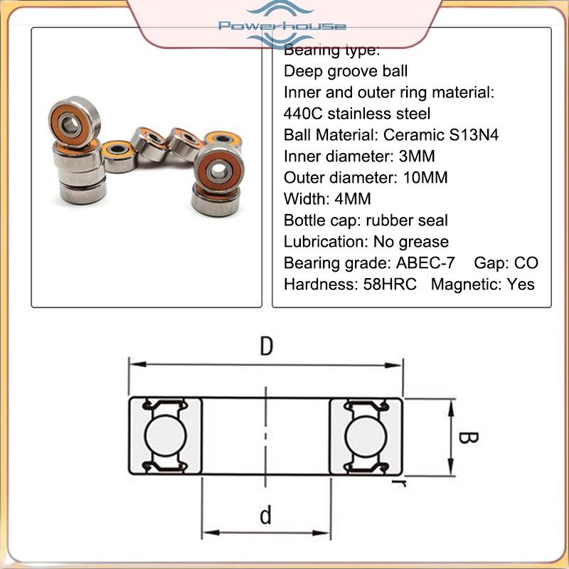 POWER 1 Mảnh Mồi Không Gỉ Đúc Câu Cá 5x10x4 3x10x4 5x11x4 Vòng Bi Sửa Đổi Vòng Bi Gốm Lai.
