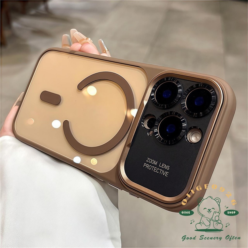 【 Ốp lưng iPhone17 】 Vỏ điện thoại acrylic từ tính da cam iphone17 Pro Max 16 15 cho vỏ iPhone Vỏ mềm silicon TPU chống sốc