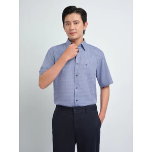 Áo sơ mi tay ngắn vạt tròn VIETTIEN vải Hoa hồng form REGULAR VT00000455