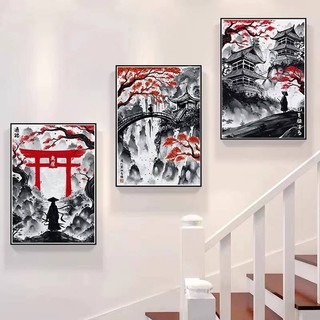 Tranh mực Nhật Bản, Đấu tay đôi Samurai, trích dẫn nổi tiếng, áp phích, phong cảnh du lịch đẹp, ronin, vải, nghệ thuật treo tường nhà cửa, tranh tường, trang trí phòng