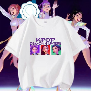 Kpop Demon Hunters Trẻ Em Áo Thun Tay Ngắn Hoạt Hình Thường Ngày Phong Cách Anime Cổ Tròn Mùa Hè Top