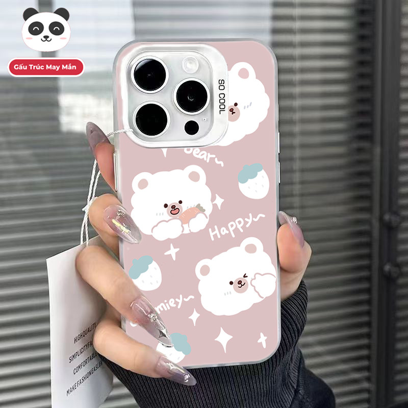 Ốp Lưng iPhone Hình Gấu Con Siêu Dễ Thương - Tương Thích 16/15/14/13/12/11 Pro Max, XS Max, X