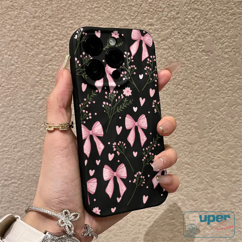 Ốp Lưng Tương Thích Cho IPhone 13 11 16 15 14 12 Pro Max XR X XS Max 16 15 13 11 Pro 16 14 15 Plus SE Thời Trang Nơ Ngọt Ngào Hoa Trái Tim Tình Yêu Bìa Mềm