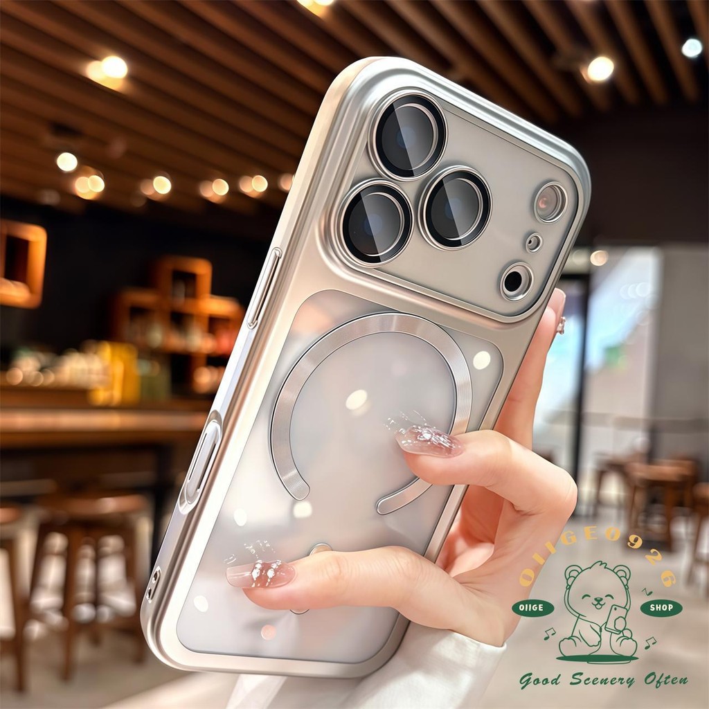 【 Ốp lưng iPhone17 】 Vỏ điện thoại từ tính mờ mạ màu cam iphone17 Pro Max 16 15 cho vỏ iPhone Vỏ mềm silicon TPU chống sốc