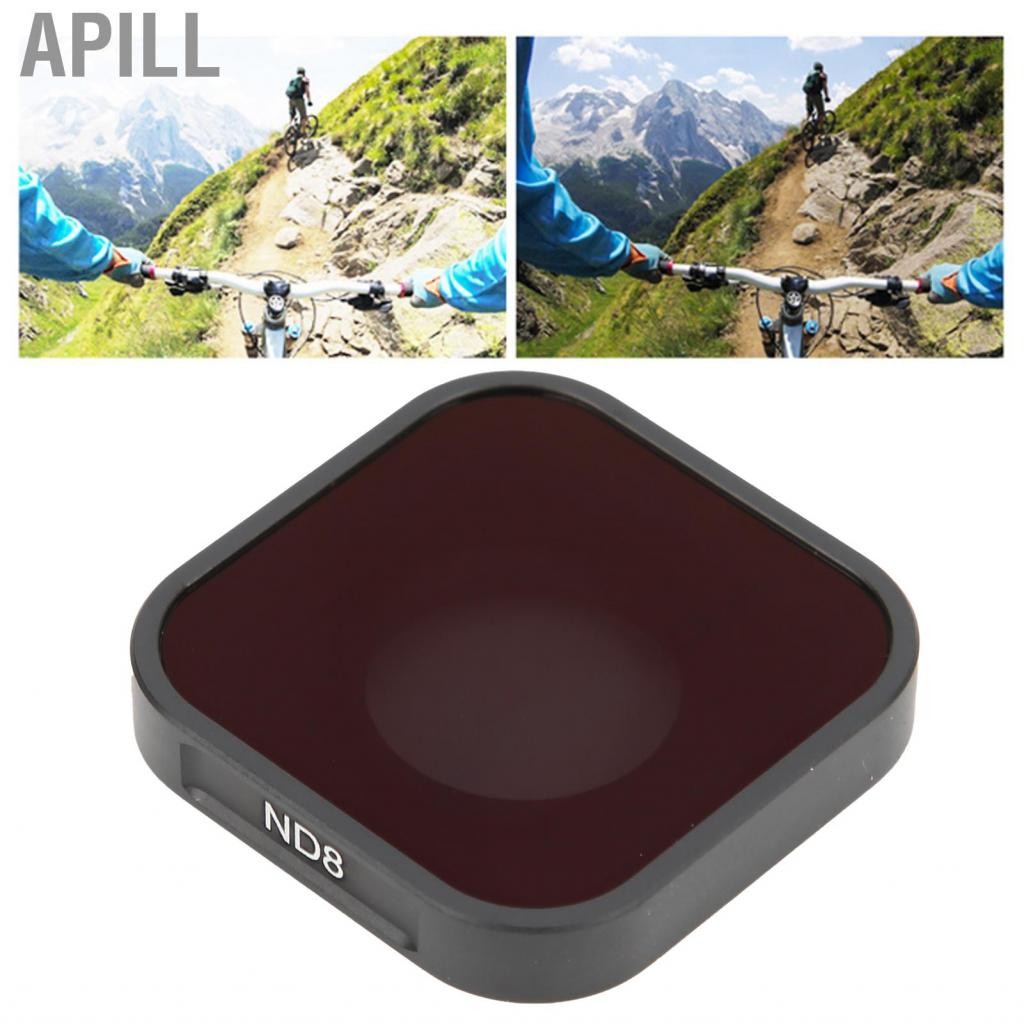 Apill Apill Sports Camera ND Lens Bộ lọc Phụ kiện kích thước nhỏ Tr kháng Video Ghi lại chỉ số khúc xạ thấp cho 9 camera (ND8)