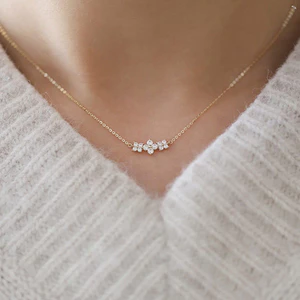 Molly Trang sức vòng cổ Hàn Quốc thiết kế lá sang trọng và thời trang với hình dạng bốn lá cỏ ba lá, dây xích xương đòn độc đáo