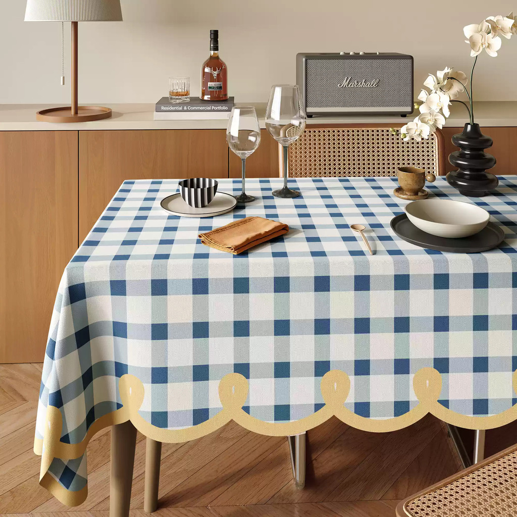 Khăn trải bàn cotton linen caro hồng | Phong cách Bắc Âu, dễ giặt, chống bẩn, trang trí bàn ăn/cà phê/học, decor nhà bếp