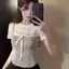 Áo thun ngắn tay cổ tròn thắt nơ dành cho nữ Thiết kế mùa hè Khâu màu tương phản Slim-F