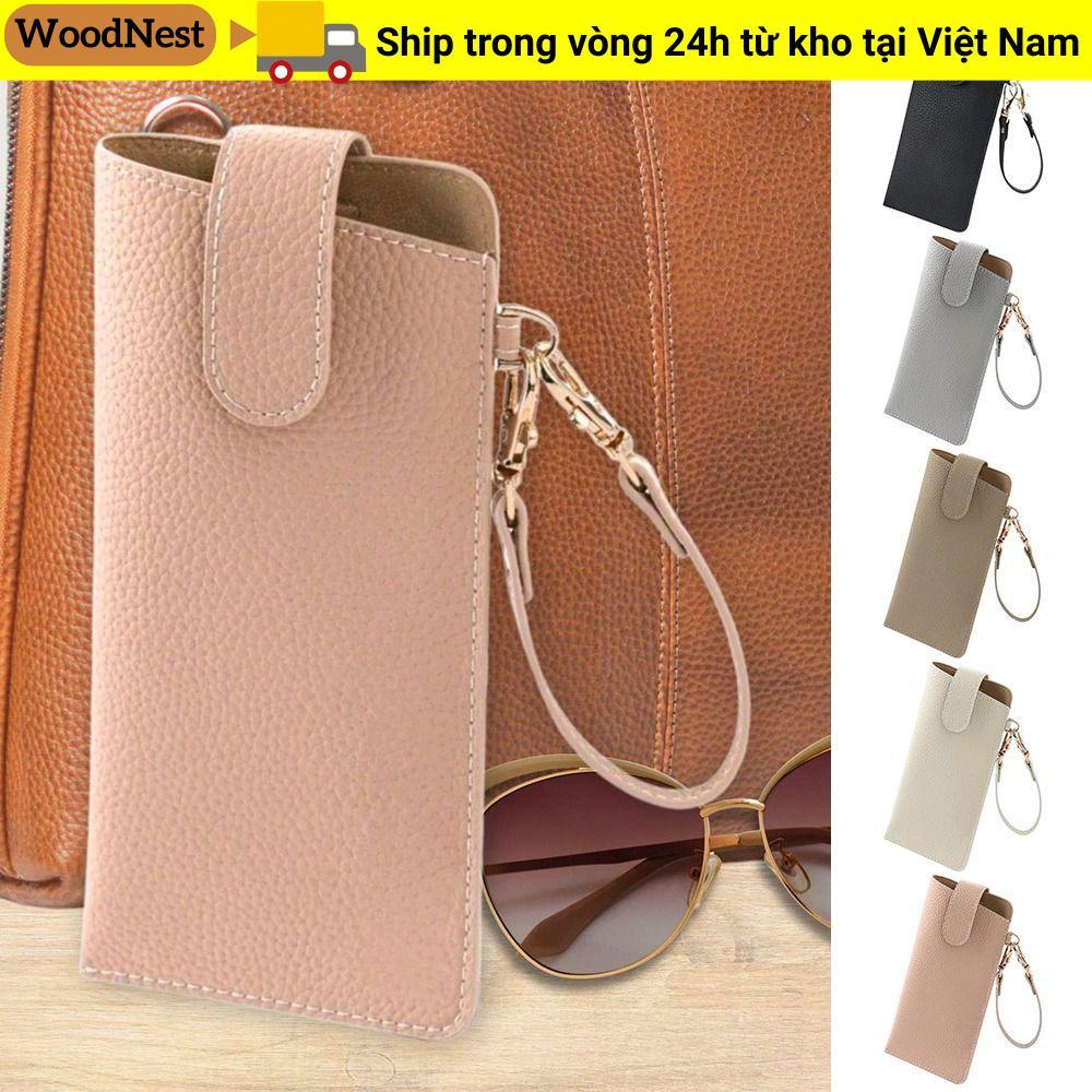 Túi đựng kính râm WOODNEST, có dây buộc Túi đựng kính râm da PU, thiết kế màu trơn di động bền bỉ Phụ kiện kính mắt