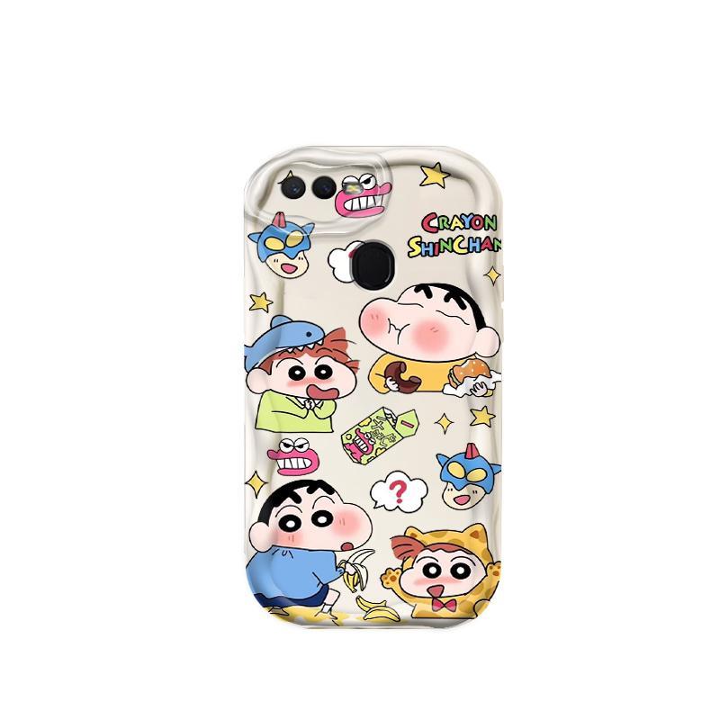 Ốp Silicon Hoạt Hình Cho OPPO A5S A7 A12 F9 F9 Pro Phụ Kiện 3D Vỏ Điện Thoại Mềm TPU Kitty Crayon Shin-chan Sinh Viên Ốp Lưng Chống Sốc