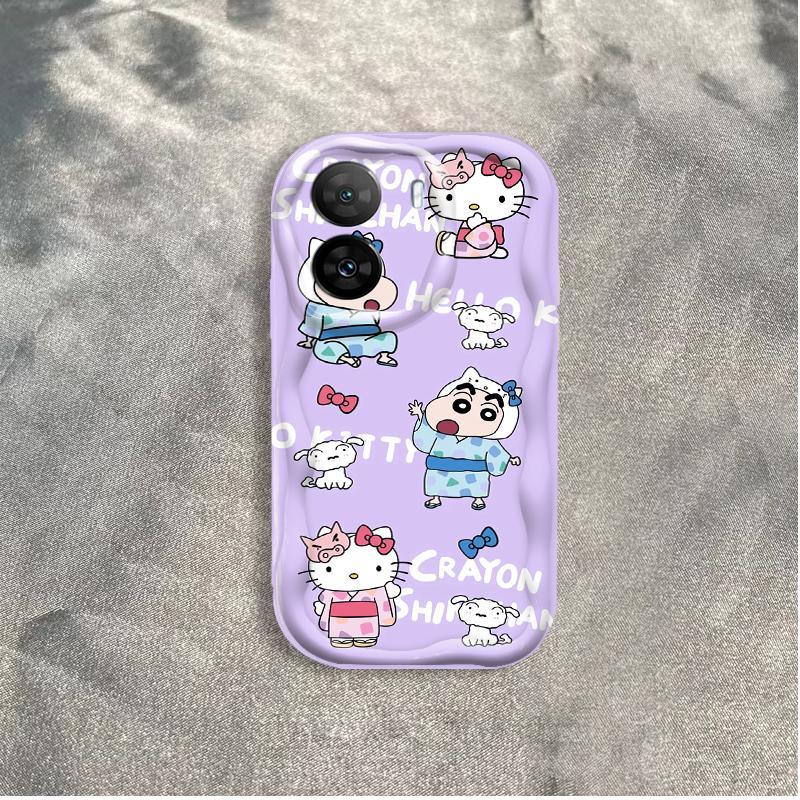 Ốp Silicon Hoạt Hình Cho OPPO A57 4G A77 4G A77S 4G 3D Bé Gái Vỏ Điện Thoại Mềm TPU Kitty Crayon Shin-chan Sinh Viên Chống Sốc Ốp Lưng