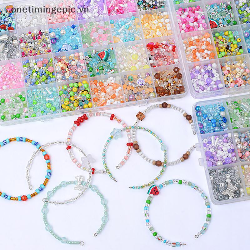 VFZ 12 / 24 Lưới Siêu Hỗn Hợp Màu Thủy Tinh Hạt Cơm Bộ Hạt Rời Handmade DIY Vòng Tay Nelace Đính Hạt Chất Liệu Phụ Kiện Trang Sức OTE