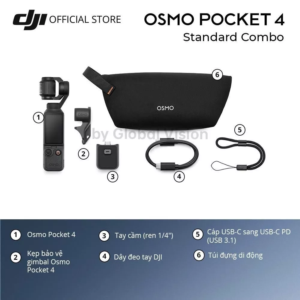 DJI Osmo Pocket 4 - Camera quay vlog bỏ túi nhỏ gọn, cảm biến 1-inch CMOS, quay 4K/240fps, bộ nhớ trong 107GB