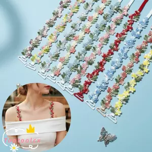 TOPTOOLCX 1 Cặp Dây Đeo Áo Ngực Hoa, Dây Đeo Vai Co Giãn Có Thể Điều Chỉnh, Quà Tặng Chống Trơn Trượt Với Ren Viền Thắt Lưng Vai Hoa Nữ