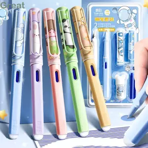 TUYỆT VỜI 2 Chiếc Bút Xóa Được, Capyabra Nhanh Khô Đài Phun Nước Bút, Hoạt Hình Giữ Tư Thế Chỉnh Màu Xanh Mực Bút Gel Học Sinh