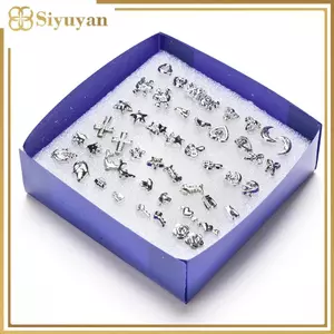 Siyuyan 24 Cặp Thời Trang Bán Buôn Mix Bạc Mạ Nhựa Bông Tai VN