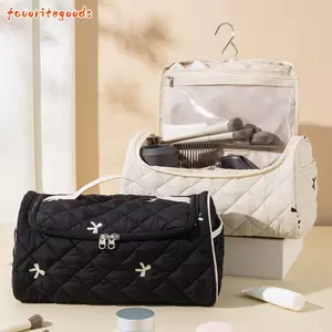 Túi đựng mỹ phẩm du lịch FAVORITEGOODS, Túi đựng máy sấy tóc bằng vải Cotton, Dung tích lớn có móc treo Túi xách cho bé gái