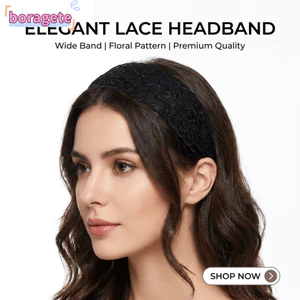 Vòng buộc tóc ren BORAGETE, Băng đô buộc tóc ren rỗng cổ điển, Thời trang chống trượt ren hoa thanh lịch dành cho nữ Băng đô rộng rửa mặt