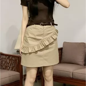 Kaki Design Feel Fake Váy ngắn hai mảnh mùa hè Phong cách mới Thời trang Ôm hơn Váy chữ a