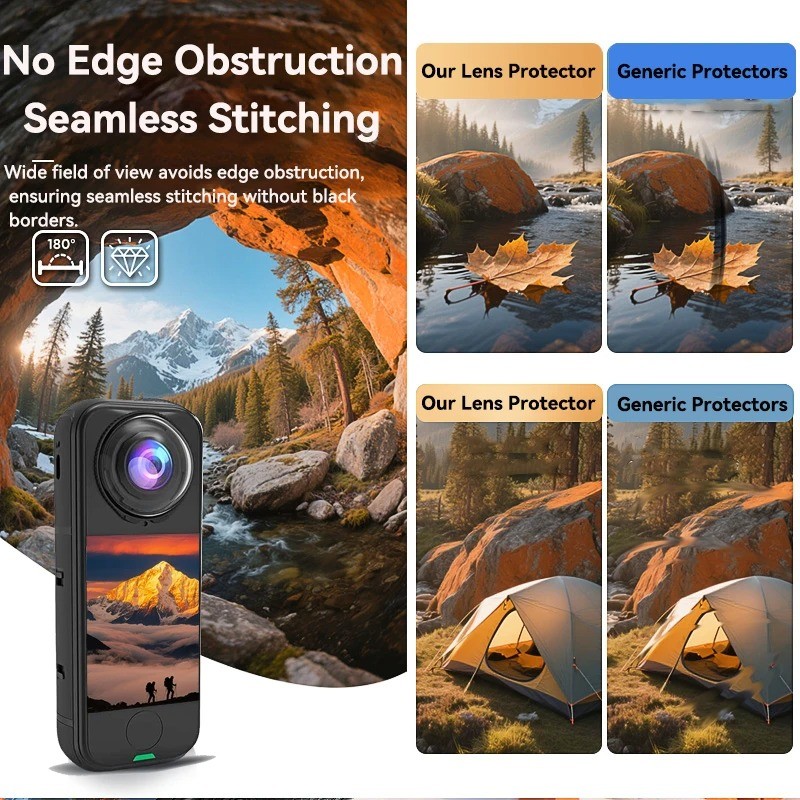 Tương thích với Insta 360 X4 Air X5 X3 Vỏ bảo vệ ống kính toàn cảnh Kính cường lực Chống trầy xước Vỏ bảo vệ chống rơi Ống kính bảo vệ