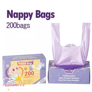 TOPTOOLCX 100 / 200 Chiếc Túi Đựng Rác Di Động, Túi Vệ Sinh Chống Rò Rỉ Túi Nappy Dùng Một Lần, Loại Bỏ Mùi Túi Nappy Di Động Có Mùi Đa Năng