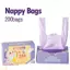 TOPTOOLCX 100 / 200 Chiếc Túi Đựng Rác Di Động, Túi Vệ Sinh Chống Rò Rỉ Túi Nappy Dùng Một Lần, Loại Bỏ Mùi Túi Nappy Di Động Có Mùi Đa Năng