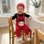 Bé Trai Halloween Bee Trang Phục Đáng Yêu In Chấm Dài Tay Áo Liền Quần Và Suspender Quần Mũ Bộ