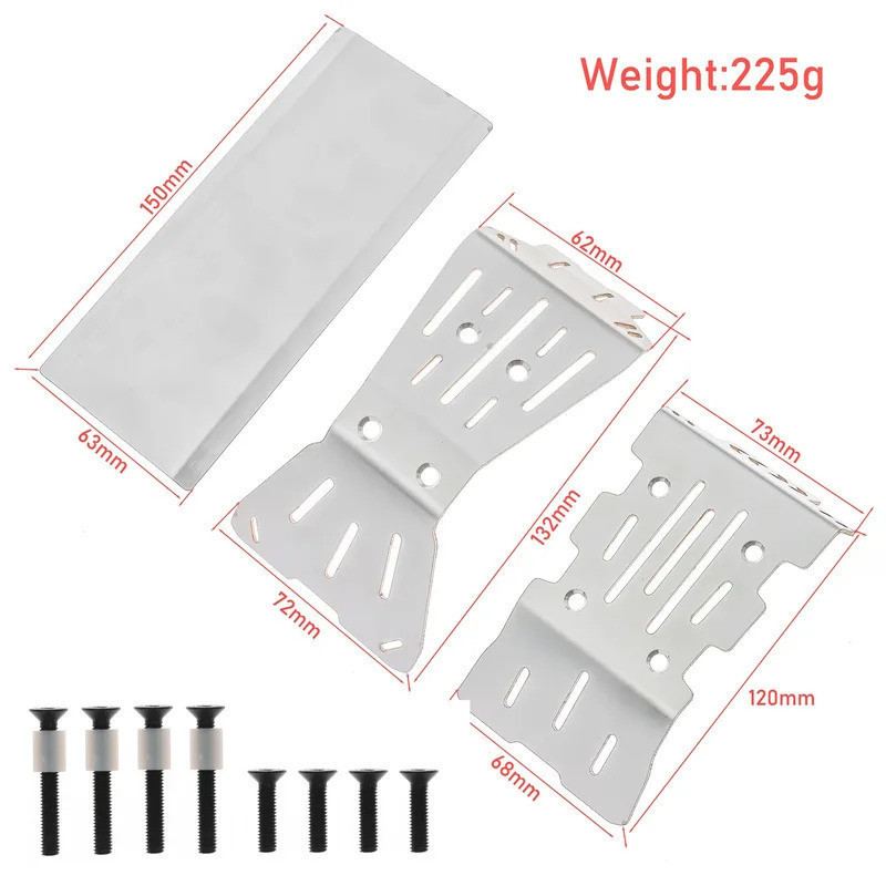 1 Bộ Tấm Trượt Inox Khung Xe Giáp Bảo Vệ Cho ARRMA 1 / 10 GORGON Monster Truck 2WD Kim Loại Nâng Cấp Một Phần