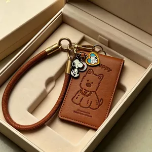 Màu Nâu Đựng Thẻ Trẻ Em Retro Nổi Kép Khe Cắm Thẻ ID Thẻ Học Sinh Vỏ Beyer Biểu Hiện Thẻ Da Mềm 26.3.22