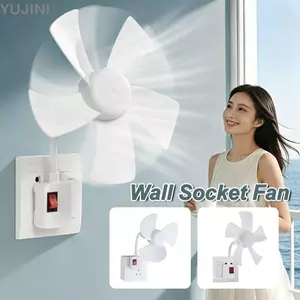 Quạt ổ cắm tường YUJINI, Quạt làm mát treo tường 3 / 5 cánh, Quạt Mini nhà bếp tiết kiệm năng lượng 3 cánh có thể điều chỉnh 360 độ cho nhà bếp và phòng ngủ