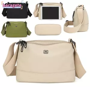 Túi đeo chéo BORAGETE, Túi đeo vai nữ nhiều túi màu trơn, Túi xách nữ bằng vải Nylon mềm phong cách thông thường dành cho sinh viên
