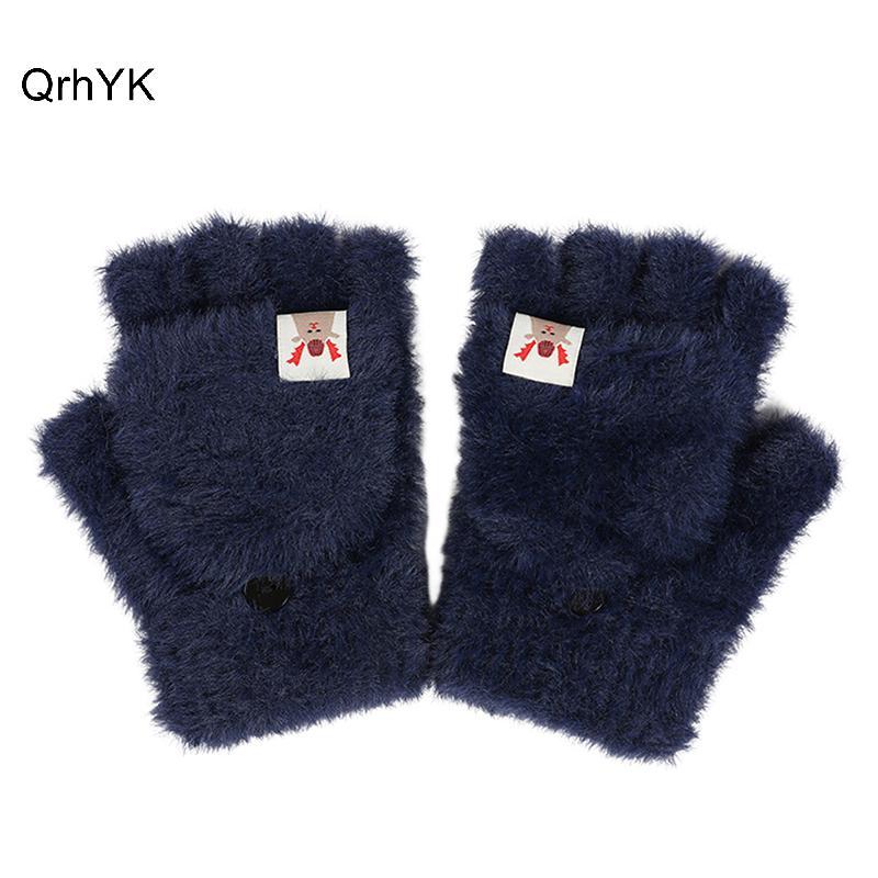 Thời Trang Nhà Máy Mùa Đông Nữ Găng Tay Lật Nửa Ngón Sinh Viên Cô Gái Dễ Thương Hoạt Hình Warmfortable Mềm Mại Phong Cách Thi Đan Găng Tay QrhYK