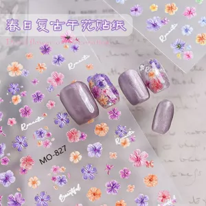 Mùa Xuân Retro Hoa Khô Làm Móng Tay Dán Hoa Nhỏ Hoang Dã Hoa Dán Móng Tay DIY Máy Tính Bảng Điện Thoại Tự Dính Dán