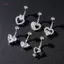 AqToCna Thời Trang Zircon Bụng Nút Nhẫn Thép Không Gỉ Nơ Trái Tim Rốn Xuyên Nhẫn Dành Cho Nữ Gợi Cảm Bụng Xuyên Nhẫn Trang Sức Cơ Thể AqToCna
