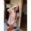 Phong cách Hàn Quốc Phong cách lười biếng Chấm bi màu hồng Thiết kế áo sơ mi ngắn tay dáng rộng phù hợp