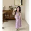 Váy phù hợp với bé gái (90-150) Hanfu Phong cách Trung Quốc mới Áo Vest hoa oải hương + Váy đuôi cá Satin